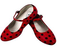 Dysmad Costumizate! Zapatos de Baile Flamenco con Diferentes Tallas Desde niña a Mujer. Precioso Color Rojo con Lunares Negros Talla 23