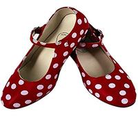 Dysmad Costumizate! Zapatos de Baile Flamenco con Diferentes Tallas Desde niña a Mujer. Precioso Color Rojo con Lunares Blancos Talla 34