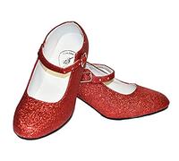 Dysmad Costumizate! Zapatos de Baile Flamenco con Diferentes Tallas Desde niña a Mujer. Rojo con Purpurina. Talla 36