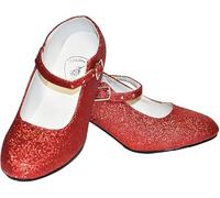 Dysmad Costumizate! Zapatos de Baile Flamenco con Diferentes Tallas Desde niña a Mujer. Rojo con Purpurina. Talla 27