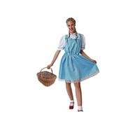 Dysmad Disfraz de Dorothy para Mujer, Vestido Azul y Blanco a Cuadros con Cintas para el Pelo, Talla Única