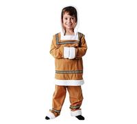 Dysmad Disfraz Esquimal, Traje en Marrón y Blanco, Conjunto Completo para Adultos y Niños. Varias tallas. (NIÑO talla 10/12 años)