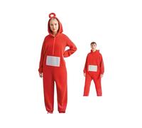 Dysmad Disfraz Pijama Teletubbie para Adultos, Rojo Verde Amarillo Morado, Traje Completo con Capucha, Varias Tallas Disponibles (Rojo, Talla L)