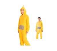 Dysmad Disfraz Pijama Teletubbie para Adultos, Rojo Verde Amarillo Morado, Traje Completo con Capucha, Varias Tallas Disponibles (Amarillo, Talla S)