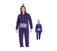 Dysmad Disfraz Pijama Teletubbie para Adultos, Rojo Verde Amarillo Morado, Traje Completo con Capucha, Varias Tallas Disponibles (Morado, Talla S)
