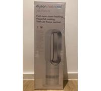 Dyson Air Multiplier AM09 Hot + Cool - Ventilador calefactor de mesa, tecnología Jet Focus, control remoto de potencia, color blanco y plata
