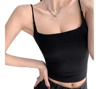 DystopiaWorld Camisetas de tirantes de encaje sin espalda, tamaño medio, ropa de abrigo estilo puro deseo, diseño de color casual, tela ligeramente elástica para mujer, uso diario (tamaño promedio