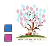 DystopiaWorld Lienzo de árbol de huellas dactilares de revelación de género, 12 x 16.5 pulgadas, kit de arte de firma de invitados de boda, crea decoración de pared de recuerdo personalizada, para