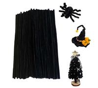 DYSWTUE 100 Piezas Limpiapipas Negro, 30cm de Largo, Materiales para Manualidades para Proyectos Artísticos Diy, Flores Artesanales, Limpiapipas para la Decoración de Proyectos de Halloween