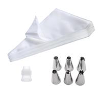 DYSWTUE 100 Piezas Mangas Pasteleras, 6 Boquillas, 1 Acoplamientos para Pastel, Bolsas Pasteleras Transparentes para Decoración de Pasteles, Magdalenas, Postres, Galletas