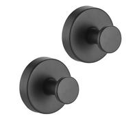 DYSWTUE 2 Piezas Ganchos de Ventosa de Acero Inoxidable, Ganchos de Ventosa Reutilizables a Prueba de Agua Negros, no Requiere perforación, Adecuados para Baño, Ducha, Cocina