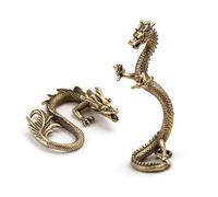 Dytartzx Juego de 2 Minifiguras de Dragones de latón: pequeñas estatuas de Dragones para Decorar escritorios y estantes, Adornos de Criaturas míticas de Estilo Vintage, Figuras coleccionables de Anim