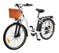 Dyu C6 Bicicleta Eléctrica 26" 350W Batería 36v12.5Ah Alcance 40km con Frenos de Disco Blanco