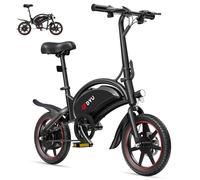 DYU D3S - Bicicleta eléctrica Plegable de 14 Pulgadas, 25 km/h, Velocidad máxima, 40 km de Alcance, Frenos de Disco, Plegable, para Adolescentes y Adultos