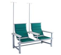 DYUNCZ Silla Phlebotom con Postes IV, Banco de Sala de Espera de 2 Plazas, Silla de Espera con Asiento y Respaldo de Cuero, para Laboratorios de Investigación y Clínicas(Green)