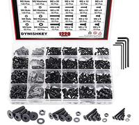 DYWISHKEY 1220 Pieces M2 M3 M4 M5, 10.9 Grade Alloy Steel Hex Flat Head Cap Bolts Nuts Washers Assortment Kit with Hex Wrenches