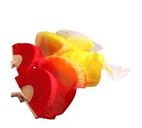 DYYEUAVT Abanico Velo Danza del Vientre 1 Par Abanico De Danza De Seda Teñida Hecho A Mano Abanico De Danza del Vientre Seda Real/Seda De Imitación Abanico De Seda(Color18-tw,Imitationsilk-180x90)