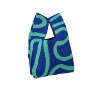 DYYEUAVT Bolso de mano de punto hecho a mano for mujer, minibolso de muñeca con nudo, bolso de mano informal de Color, bolsas de compras reutilizables(Blue)