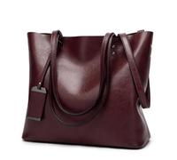 DYYEUAVT Bolso tipo cubo de cuero encerado, bolso Simple con doble correa, bolsos de hombro for mujer, bolso de compras multiusos(Coffee)