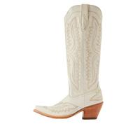DYYEUAVT Botas Vaqueras for Mujer, hasta la Rodilla, Pantorrilla Media, Estilo Vintage, Estilo Western, Zapatos Casuales de tacón de Bloque for Mujer(White,39)