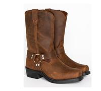 DYYEUAVT Botas Vaqueras Vintage for Hombre con Hebilla de cinturón y Anilla, Botas Altas de Motociclista for Hombre(Yellow Brown,45)