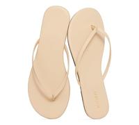 DYYEUAVT Comwarm Thong Flip Flops For Women Memory Foam Summer Beach Sandals For Vegan Leather Flat Slippers(Beige,39)