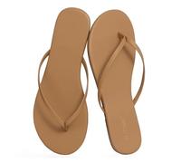 DYYEUAVT Comwarm Thong Flip Flops For Women Memory Foam Summer Beach Sandals For Vegan Leather Flat Slippers(Taupe,41)