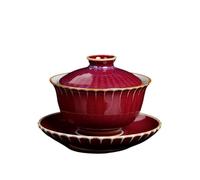DYYEUAVT Cuencos de té Kung fu cerámica Vintage Gaiwan con Esmalte Verde 140 ml, Taza Maestra, sopera Pu'er, Tetera Tapa(A02 11.5x8.5cm 140ml)