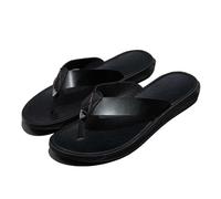 DYYEUAVT Leather Flip-flops For Men Cool Beach Summer Shoes Hotel Slippers Man Big Size 47 Light Flats Luxe Men's(Black,44)