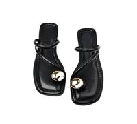 DYYEUAVT Summer Beach Flip Flop Clip Toe Women Flats Slippers Shoes Outdoor Casual Ladies Low Heel Slides(Black,36)