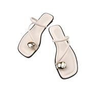 DYYEUAVT Summer Beach Flip Flop Clip Toe Women Flats Slippers Shoes Outdoor Casual Ladies Low Heel Slides(Beige,37)