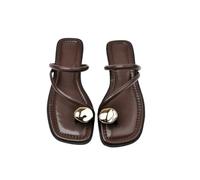 DYYEUAVT Summer Beach Flip Flop Clip Toe Women Flats Slippers Shoes Outdoor Casual Ladies Low Heel Slides(Brown,39)