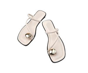 DYYEUAVT Summer Beach Flip Flop Clip Toe Women Flats Slippers Shoes Outdoor Casual Ladies Low Heel Slides(Beige,40)