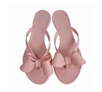 DYYEUAVT Summer Jelly Slippers Women Butterfly PVC Sweet Beach Pull On Flat Solid Ladies Versatile Anti Slip(Pink,39)