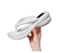 DYYEUAVT Thick Sole Wedges Flip Flops For Women Summer Clip Platform Sandals Woman Non-slip Beach Slippers Outdoor Slides(White,39-40)