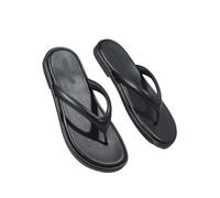 DYYEUAVT Women Simple Flip Flops Flat Thong Sandal Casual Leather Look Slippers Comfortable Daily Wear Beach Shoes Sole Non Slip Footwear(Black,36)