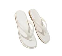 DYYEUAVT Women Simple Flip Flops Flat Thong Sandal Casual Leather Look Slippers Comfortable Daily Wear Beach Shoes Sole Non Slip Footwear(White,40)