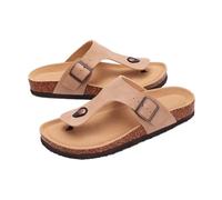 DYYEUAVT Women's Cork Flip Flops Soft Flat Sandals Summer Beach Unisex Comfort House Thong Slide(Apricot,42)