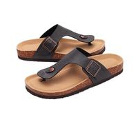 DYYEUAVT Women's Cork Flip Flops Soft Flat Sandals Summer Beach Unisex Comfort House Thong Slide(Black,41)