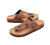 DYYEUAVT Women's Cork Flip Flops Soft Flat Sandals Summer Beach Unisex Comfort House Thong Slide(Brown,37)