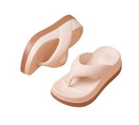 DYYEUAVT Women's Flip-flops Summer Outdoor And Indoor Thick-soled Sandals 5cm Increase Height Slippers For Beach(Beige,39-40)