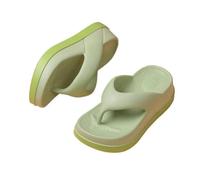 DYYEUAVT Women's Flip-flops Summer Outdoor And Indoor Thick-soled Sandals 5cm Increase Height Slippers For Beach(Grass-Green,35-36)