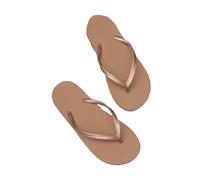 DYYEUAVT Women's Summer Casual Solid Colour Lightweight Comfortable Non-slip Bathroom Beach Pool EVA Round Head Flat Bottom Flip-flops(Brown,36-37)