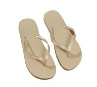 DYYEUAVT Women's Summer Casual Solid Colour Lightweight Comfortable Non-slip Bathroom Beach Pool EVA Round Head Flat Bottom Flip-flops(Khaki,38-39)