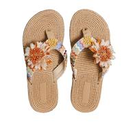 DYYEUAVT Women's Trend Accessory Sunflower Anti-slip Wear Soft Sole Flat Flip Flops(40)