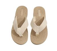 DYYEUAVT Women's Trend Non-slip Wear Comfortable Soft Sole Lightweight Cool Mid-heel Flip-flops(Beige,40)