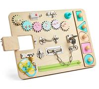 DYZI Montessori - Tablero de actividades para niños pequeños, juguetes sensoriales de viaje para el desarrollo temprano y el autismo, juguete educativo de madera para niños y niñas