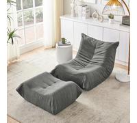 Dzaayediiy Lazy Sofá con Respaldo y reposapiés, Sillón Relajante, Suave Felpa de Pelaje de Peluche Sillón de Lectura Suelo Cómodo Sofá Individual para Sala de Estar, Dormitorio, Estudio, Apartamento