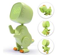 Dzaayediiy - Reloj despertador digital para niños, luz nocturna de dinosaurio con 3 grupos de alarma, sonido y brillo regulable en carga USB, color verde