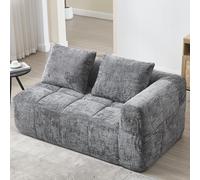 Dzaayediiy Sofá doble de dos plazas, sofá relajante, sofá esquinero, muebles tapizados, chaise longue, sofá mullido, con cojines y bolsillos laterales, gris
